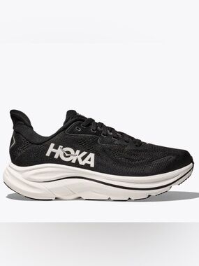 Hoka Clifton 10 Wide Black and White Cushion Running Shoes